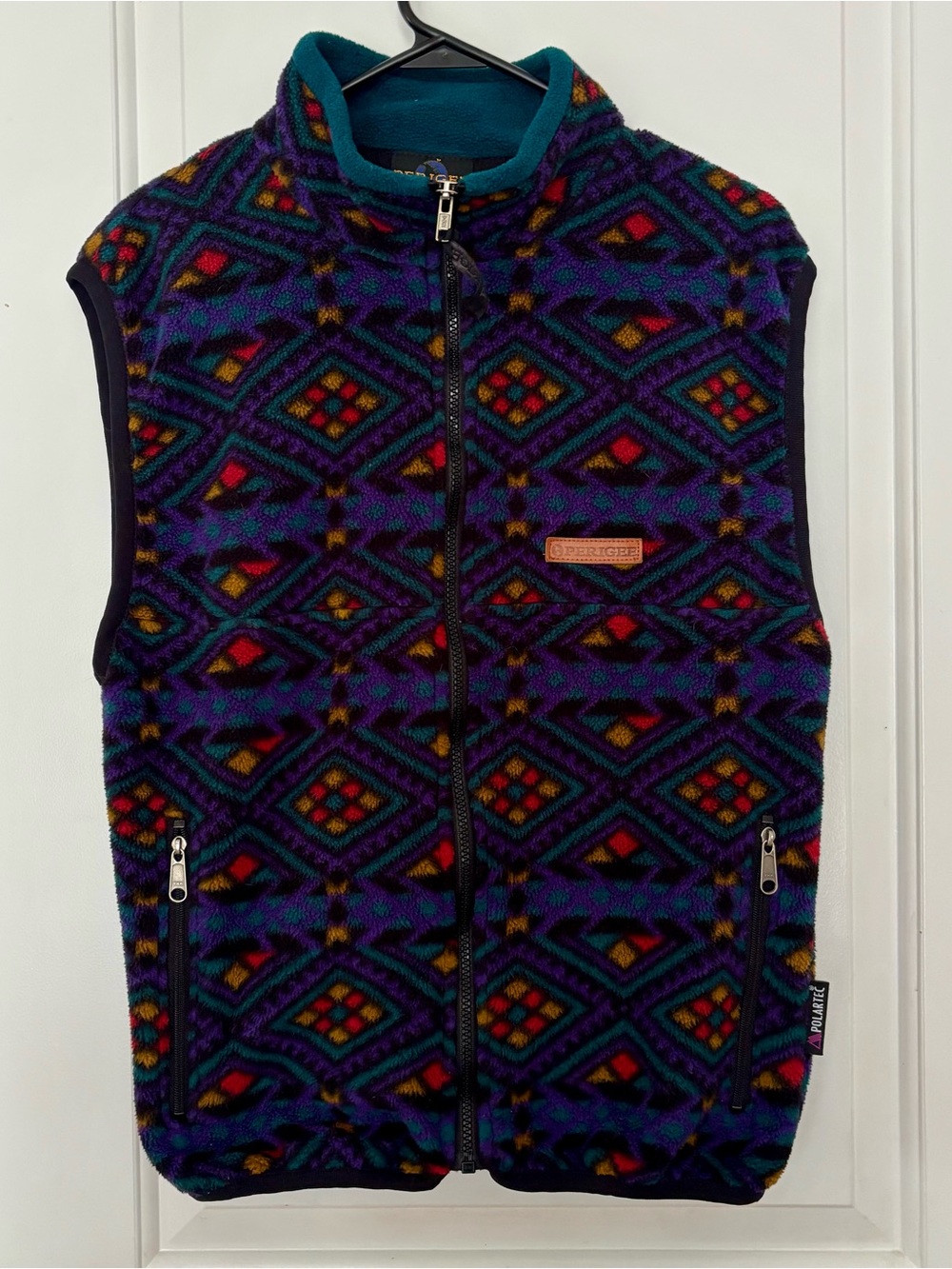 Perigee vintage 90s fleece vest Medium Polartec black purple geometric